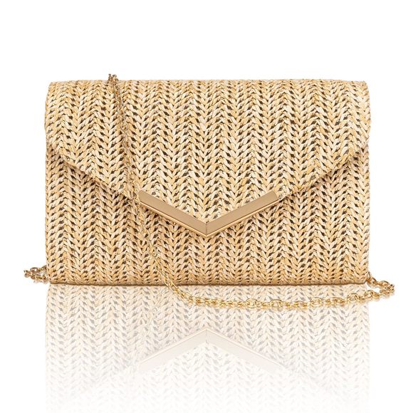 Straw Purse, Summer Woven Beach Purse Trendy With Chain Strap, Boho :> - Picture 1 of 7